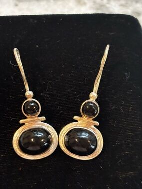 Silpada Sterling Silver Drop Earrings with Black Onyx Accents